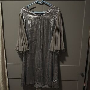 SHEIN Metallic Silver Long Sleeve Dress